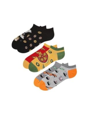 3PACK JUST A MEAL zestaw śmiesznych stopek wzory: Sushi, Pizza party, Coffee Socks