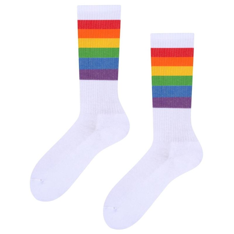 Kultowe Retro skarpety frotte TODO Socks PRIDE z wysokojakościowej bawełny czesanej, tęcza