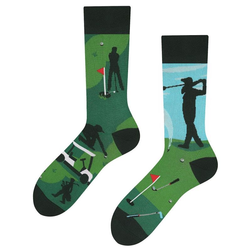 Golf Club Todo Socks, Pole golfowe, Kije, Zielona trawa, Kolorowe Skarpetki