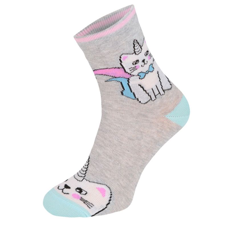 Kolorowe skarpetki CHILI Cotton Socks 748, wesołe motywy- Bajkowy kot, jednorożec